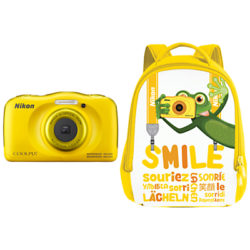 Nikon COOLPIX W100 Waterproof Digital Camera, 13.2MP, HD 1080p, 3x Optical Zoom, Bluetooth & 2.7 LCD Screen Yellow